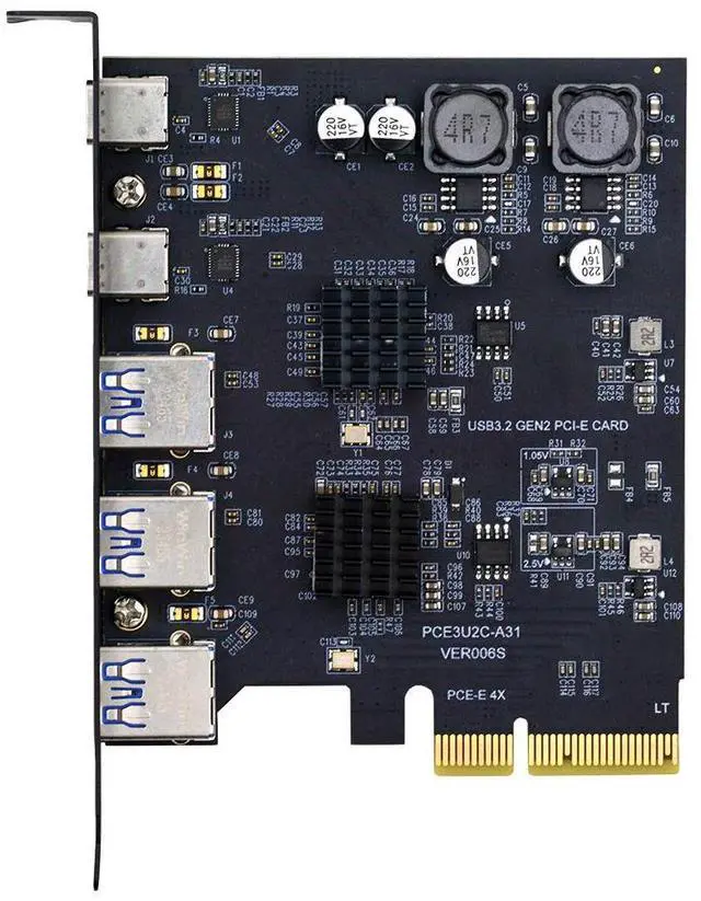 Main image of Cablecc 10Gbps Three Type-A USB3.0 Back Panel Socket & Dual USB3.1 Type-C USB-C to PCI-E Express Card Adapter ASM3142 VL822