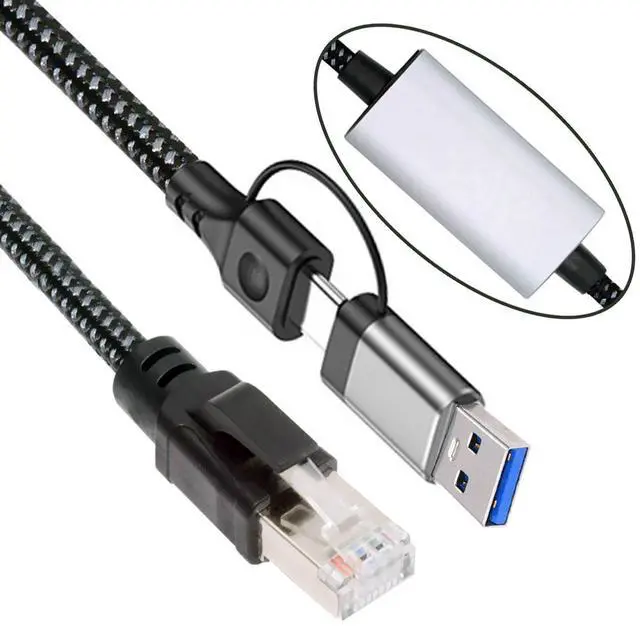 Main image of Cablecc Combo USB Type-A & Type-C USB-C to Ethernet Cable URJ45 Male Cord Directly Connected 1000Mbps Gigabit LAN Network