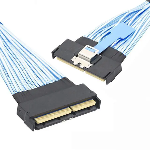 Main image of Cablecc PCI-E 5.0 Mini Cool Edge IO MCIO STR PCI-E 16x 124Pin Male to MCIO 124Pin Male Extender Cable 50cm with Pull Tab