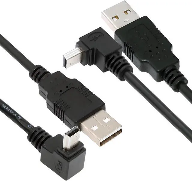 Main image of Cablecc 2pcs/lot Down & Up Angled Mini USB B Type 5pin Male 90 Degree to USB 2.0 Male Power Data Cable 50cm