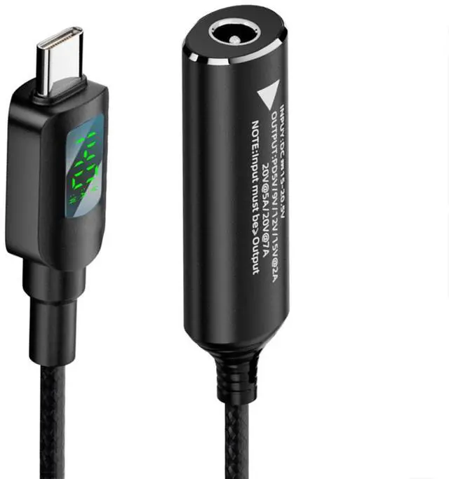 Main image of Cablecc DC Jack 5.5x2.5mm Input to USB-C Type-C Power 140W Smart LED Display Charge Cable for Laptop Phone PD9V/5V/20V/7A