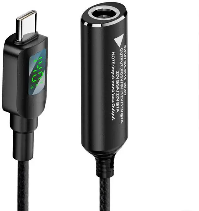 Main image of Cablecc DC Jack 6.0x1.4mm Input to USB-C Type-C Power 140W Smart LED Display Charge Cable for Laptop Phone PD9V/5V/20V/7A