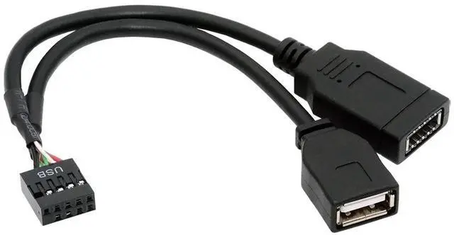 Main image of Cablecc Dual Port Type-A & USB 3.1 Front Panel Socket Key-A Type-E to USB 2.0 9Pin 10Pin Mainboard Header Male Extension Cable