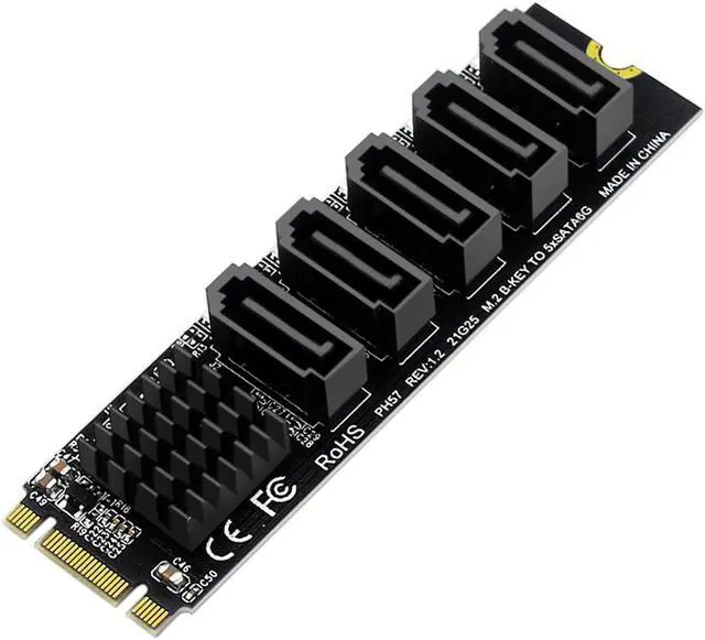 Main image of Cablecc NGFF Key B+M to SATA 3.0 6Gbps 5 Ports Adapter Converter Port Multiplier Selector JMB575 2280