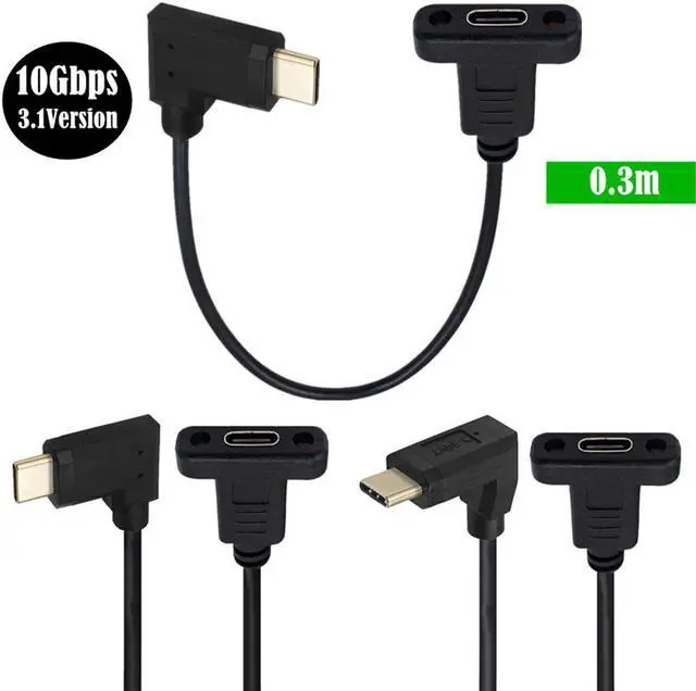 Main image of KAIBOXIXI 90 Degree Up & Down Angled USB-C USB 3.1 Type C Male to Female Extension Data Cable 30cm
