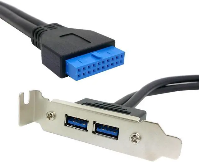 Alt view image 6 of 7 - KAIBOXIXI Low Profile 80mm Height USB 3.0 Female Back panel to Motherboard 20pin cable with PCI bracket 40cm
