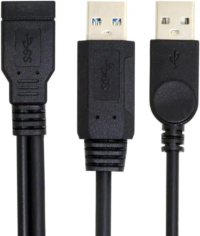 Main image of KAIBOXIXI Black USB 3.0 Female to Dual USB Male Extra Power Data Y Extension Cable for 2.5" Mobile Hard Disk