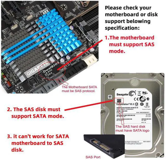 Alt view image 3 of 7 - Cablecc  SFF-8482 SAS 22 Pin to 7 Pin + 15 Pin SATA Hard Disk Drive Raid Adapter with 15 Pin Power Port