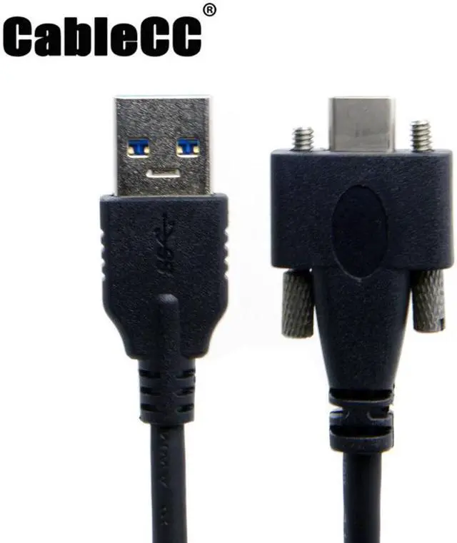 Main image of Cablecc USB 3.1 Type-C Dual Screw Locking to Standard USB3.0 Data Cable 1.2m Panel Mount Type