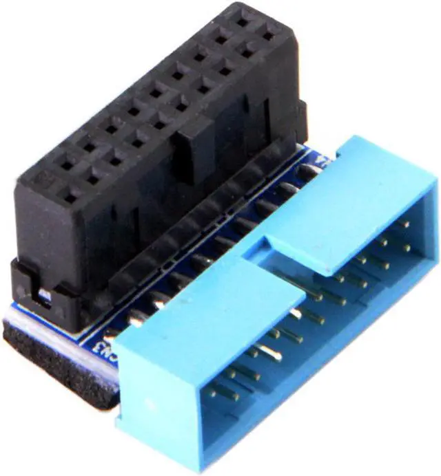 Alt view image 6 of 7 - Cablecc USB 3.0 20pin Male to Female Extension Adapter  Down Angled 90 Degree for Motherboard Mainboard