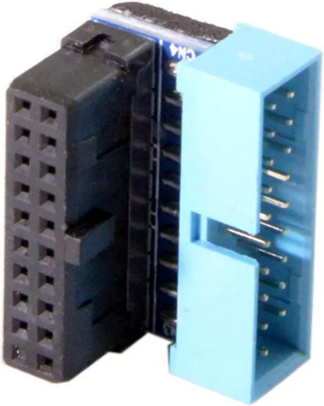 Alt view image 3 of 7 - Cablecc USB 3.0 20pin Male to Female Extension Adapter  Down Angled 90 Degree for Motherboard Mainboard