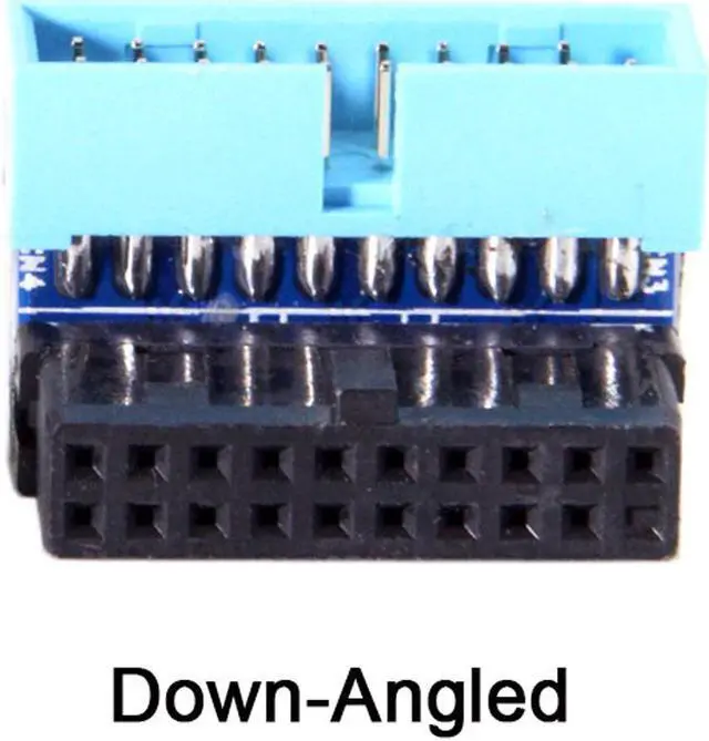 Alt view image 2 of 7 - Cablecc USB 3.0 20pin Male to Female Extension Adapter  Down Angled 90 Degree for Motherboard Mainboard