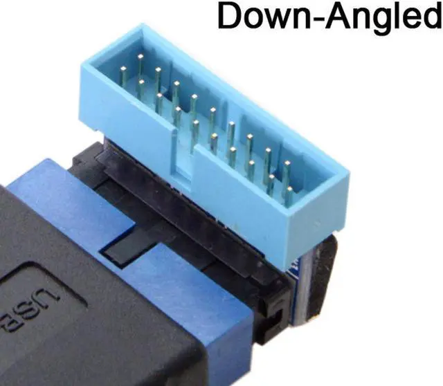 Alt view image 5 of 7 - Cablecc USB 3.0 20pin Male to Female Extension Adapter  Down Angled 90 Degree for Motherboard Mainboard