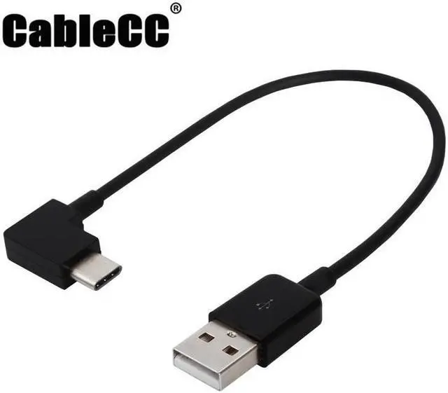 Main image of Cablecc 20cm Right Angled Type C USB-C to USB 2.0 Cable 90 Degree Connector for Tablet  & Mobile Phone