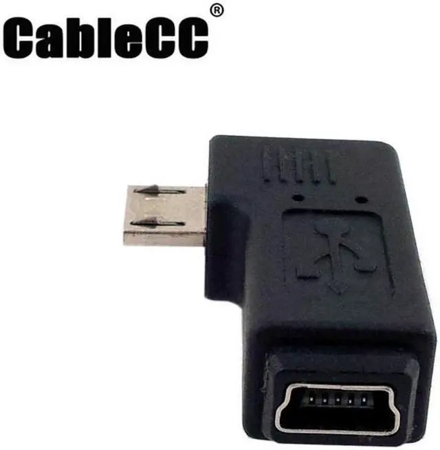Main image of Cablecc 90 degree Left angled MINI USB Female to MICRO USB Male Data sync power ADAPTER