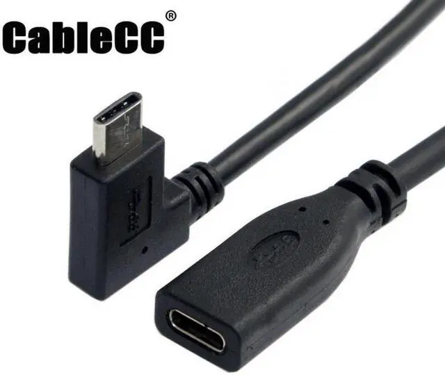 Main image of Cablecc 90 Degree Right Angled USB-C USB 3.1 Type C Male to Female Extension Data Cable for Macbook Tablet 20cm UC-218-RI-0.2M