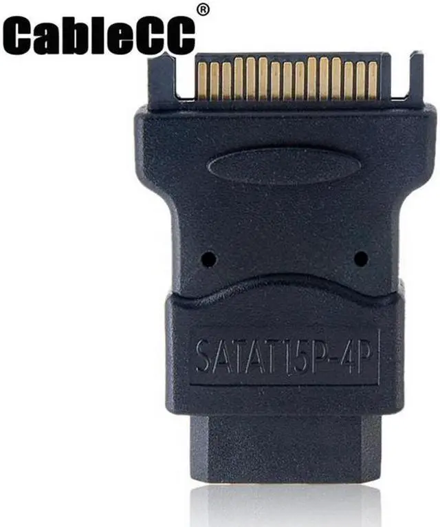 Main image of Cablecc  15Pin SATA Male Power Cable to Molex 4-pin IDE Hard Disk Drive Power Adapter