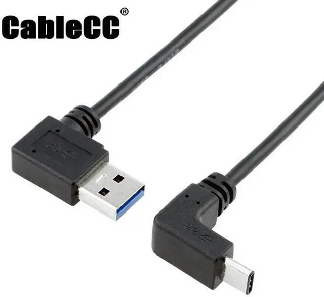 Main image of Cablecc USB 3.1 USB-C Up & Down Angled to 90 Degree Left Angled A Male Data Cable for Macbook & Tablet & Phone UC-298-LE
