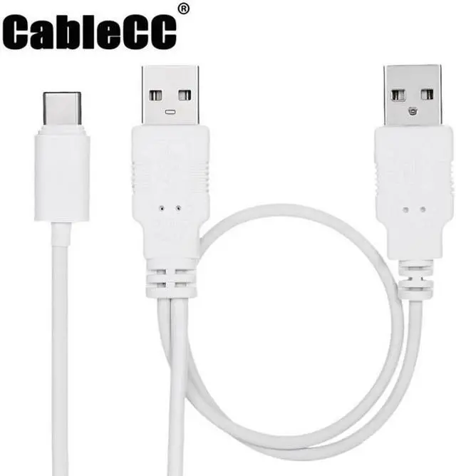 Main image of Cablecc USB 3.1 Type C USB-C to Dual A Male Extra Power Data Y Cable for Cell Phone & Hard Disk UC-373
