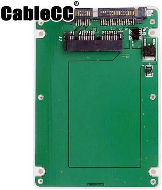Main image of Cablecc  1.8" Micro SATA 16pin SSD to 2.5" SATA 22pin 7+15 hard disk case Enclosure White 7mm height