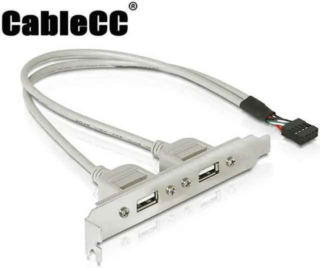 Main image of Cablecc PCI USB 2.0 A type Female Screw to Motherboard 9p header cable with bracket