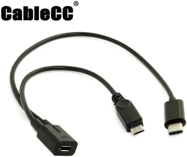 Main image of Cablecc Micro USB Female to USB-C Type C USB 3.1 & Micro USB Male Splitter Extension Charge Cable