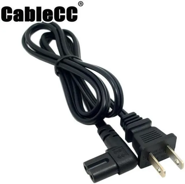 Main image of Cablecc  USA 2pin Male to 90 Degree Right Angled IEC 320 C7 Power Supply Cord cable 1M