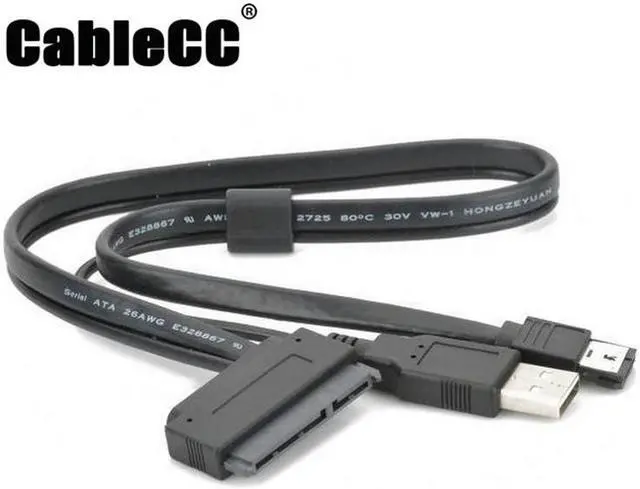 Main image of Cablecc  2.5" inch Hard Disk Drive SATA 22Pin TO Esata Data + USB Powered Cable 50cm