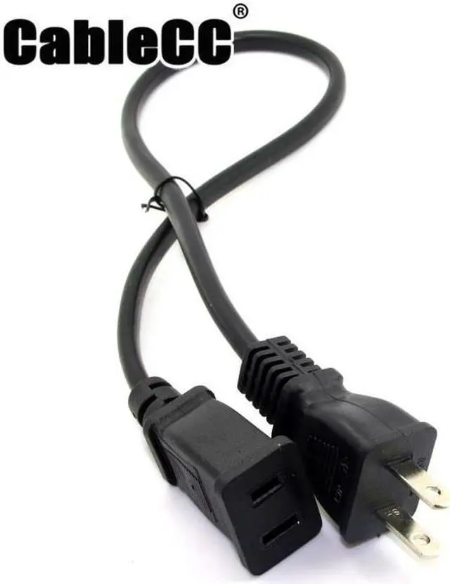 Main image of Cablecc  USA Outlet Saver Power Extension Cord Cable 2-prong 2 Outlets  for NEMA 1-15P to NEMA 1-15R 50cm