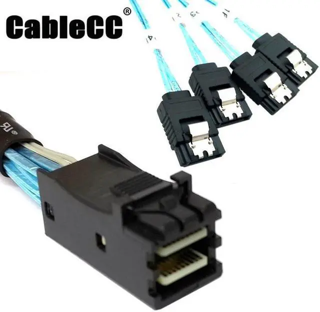 Main image of Cablecc  Internal Mini SAS SFF-8643 Host to 4 SATA 7pin Target Hard Disk 6Gbps Data Server Raid Cable 1m