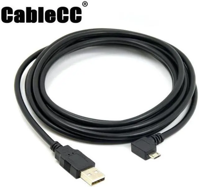 Main image of Cablecc 3m Left Angled 90 Degree Micro USB Male to USB 2.0 Data Charge Cable for Cell Phone & Tablet