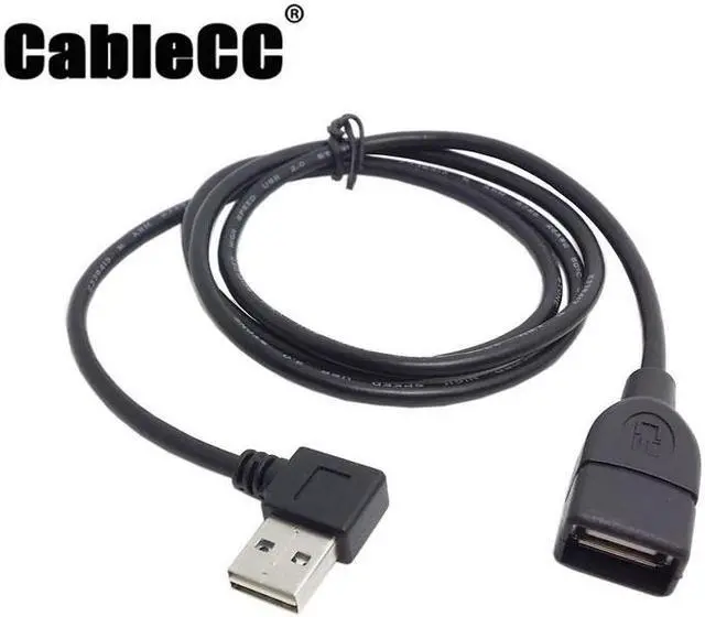 Main image of Cablecc USB 2.0 Male to Female Extension Cable 100cm Reversible Design Left & Right Angled 90 Degree