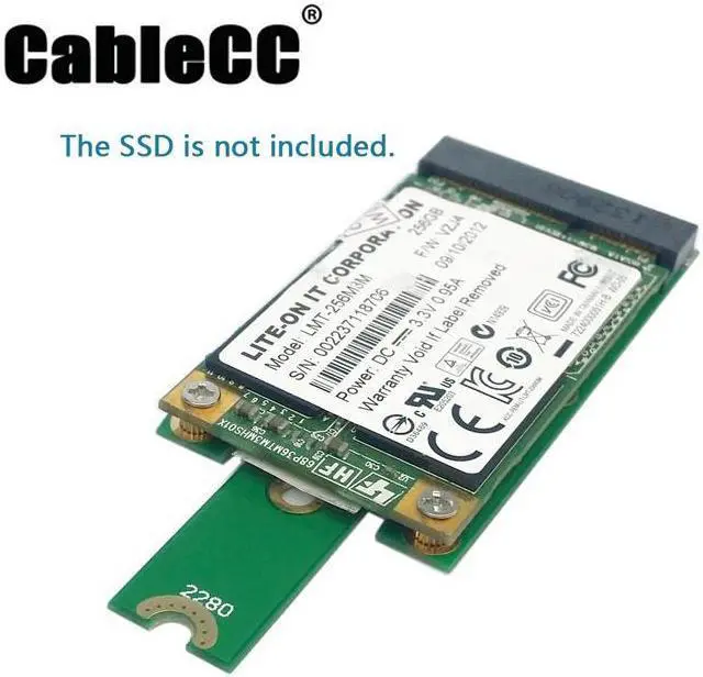 Main image of Cablecc  M.2 NGFF PCI-E 2 LANE Golden Finger Pin to 50mm Mini-PCIE mSATA 18+8 SSD Hard Disk PCBA