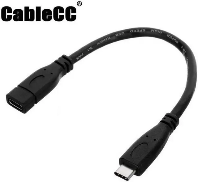 Main image of Cablecc USB-C USB 3.1 Type C Male to Female Extension Data Cable for 12 inch Macbook Tablet & Cell Phone UC-363-BK