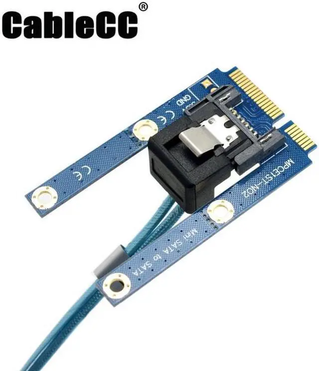 Main image of Cablecc  50mm Mini PCI-E mSATA SSD to Flat SATA  7pin Hard Disk Drive PCBA Extension Adapter