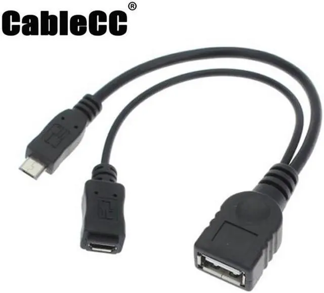 Main image of Cablecc Black Color Micro USB 2.0 OTG Host Flash Disk Cable with Micro USB power  for Galaxy S3 i9300 S4 i9500 Note2 N7100 Note3 N9000 & S5 i9600