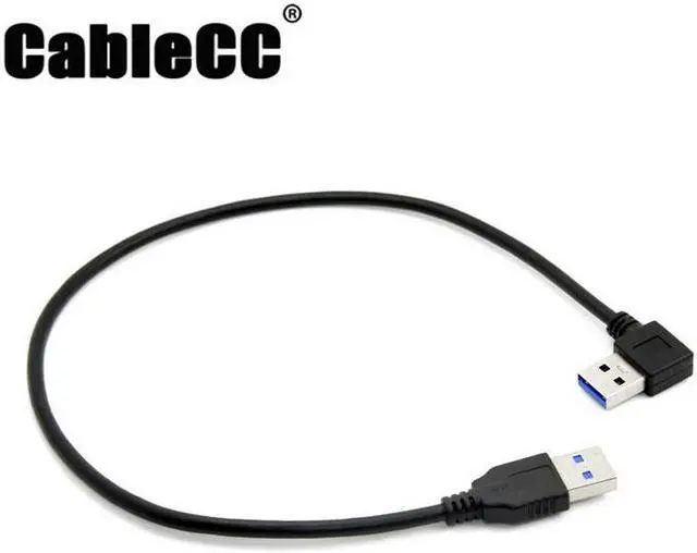 Main image of Cablecc 90 Degree Right Angled USB 3.0 A Type Male to Straight A Type Male Data Cable 40cm