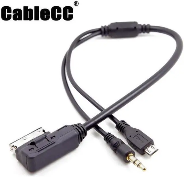 Main image of Cablecc Media In AMI MDI to Stereo 3.5mm Audio & Micro USB Aux Adapter Cable For Car VW AUDI 2014 A4 A6 Q5 Q7