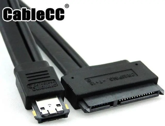Main image of Cablecc  50cm Dual Power 12V and 5V eSATAp Power ESATA USB 2.0 combo to 22Pin SATA cable for 2.5" 3.5" Hard Disk Drive