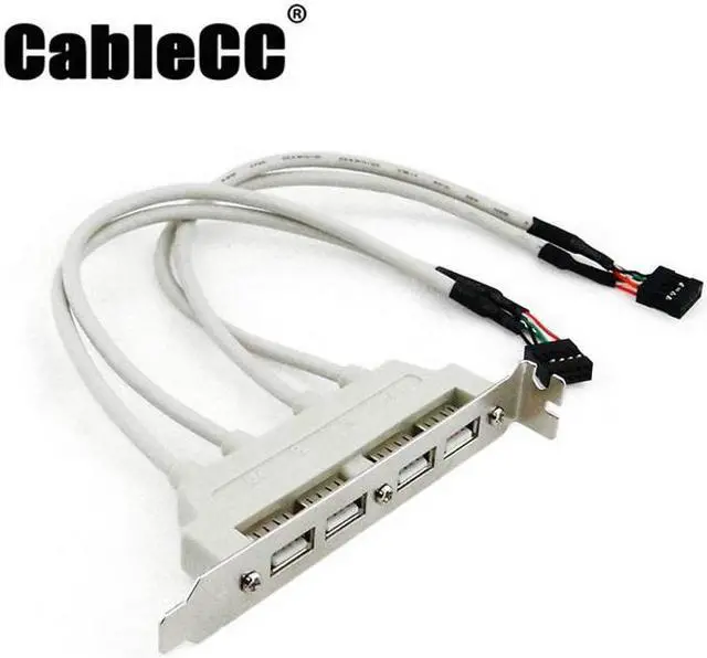 Main image of Cablecc PCI 4 PORTS USB 2.0 Female Screw to Motherboard 9p header cable with bracket