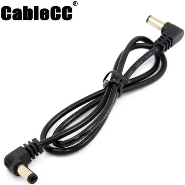 Main image of Cablecc  DC Power 5.5 x 2.1mm / 2.5mm Male to 5.5 2.1/2.5mm Male Plug Cable Right Angled 90 Degree 60cm