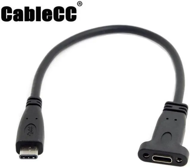 Main image of Cablecc USB-C USB 3.1 Type C Male to Female Extension Data Cable with Panel Mount Screw Hole