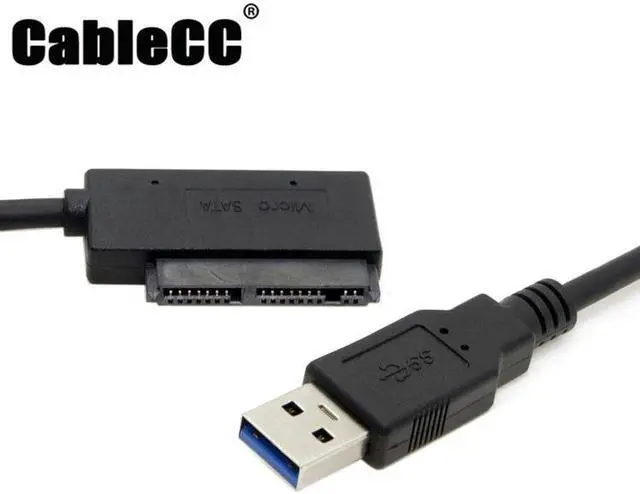 Main image of Cablecc USB 3.0 to Micro SATA 7+9 16 Pin 1.8" 90 Degree Angled Hard Disk Driver SSD Adapter Cable 10cm