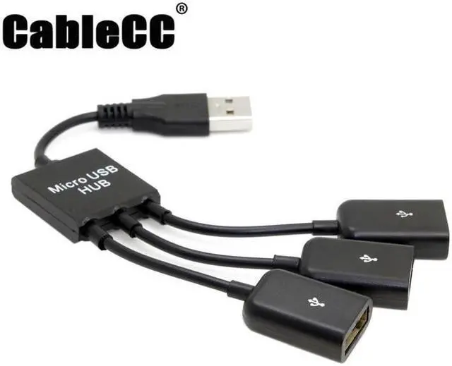 Main image of Cablecc USB 2.0 to 3 Ports Hub Cable Bus power For Laptop Macbook Notebook PC & Mouse & Flash Disk