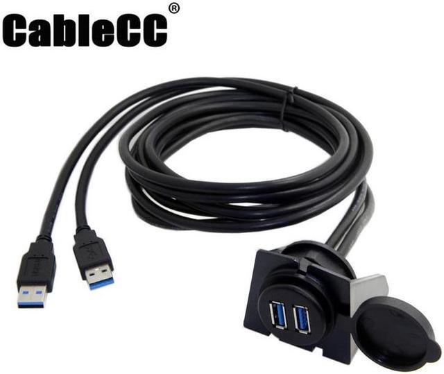 Main image of Cablecc Dual USB 3.0 Extension AUX Flush Mount Car Mount Extension Cable for Dashboard Panel 2m