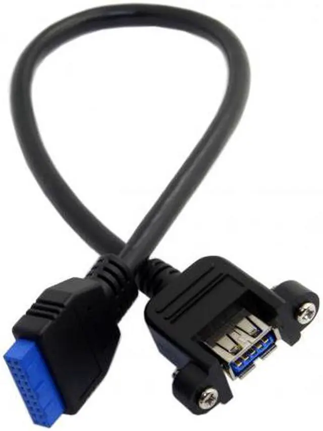 Alt view image 5 of 5 - Cablecc USB 3.0 Single Port A Female Screw Mount Type to Up Angled Motherboard 20pin Header Cable 25cm