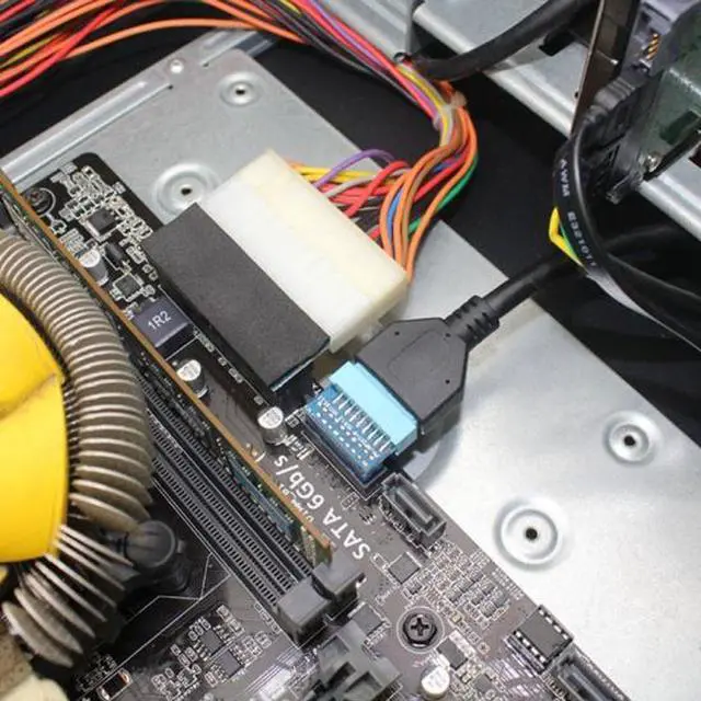 Alt view image 3 of 7 - Xiwai USB 3.0 20pin Male to Female Extension Adapter  Down Angled 90 Degree for Motherboard Mainboard