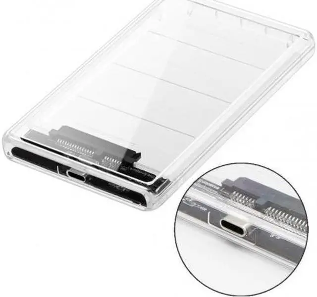 Alt view image 5 of 5 - Cablecc USB-C Type-C to 2.5 Inch SATA SSD HDD External Enclosure Transparent for Laptop & PC