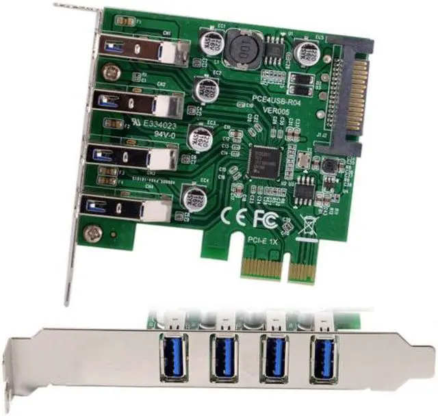 Alt view image 5 of 7 - Chenyang Cable Low Profile 4 Ports PCI-E to USB 3.0 HUB PCI Express Expansion Card Adapter 5Gbps for Motherboard
