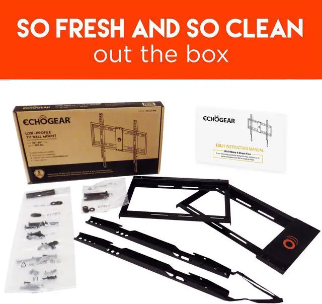 Alt view image 7 of 20 - ECHOGEAR Low Profile Fixed TV Wall Mount Bracket for 32-80 inch Flat Screen TVs